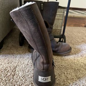 Worn once… Ugg Leather boots with buckle size 7